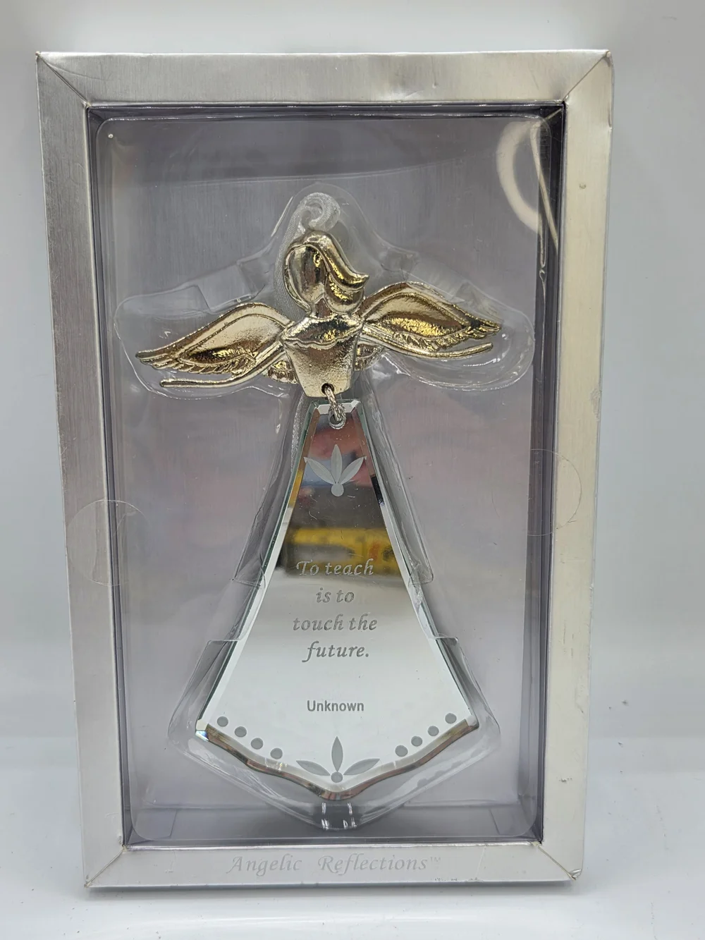 Gold Angel Teacher Ornament with Inspirational Quote
